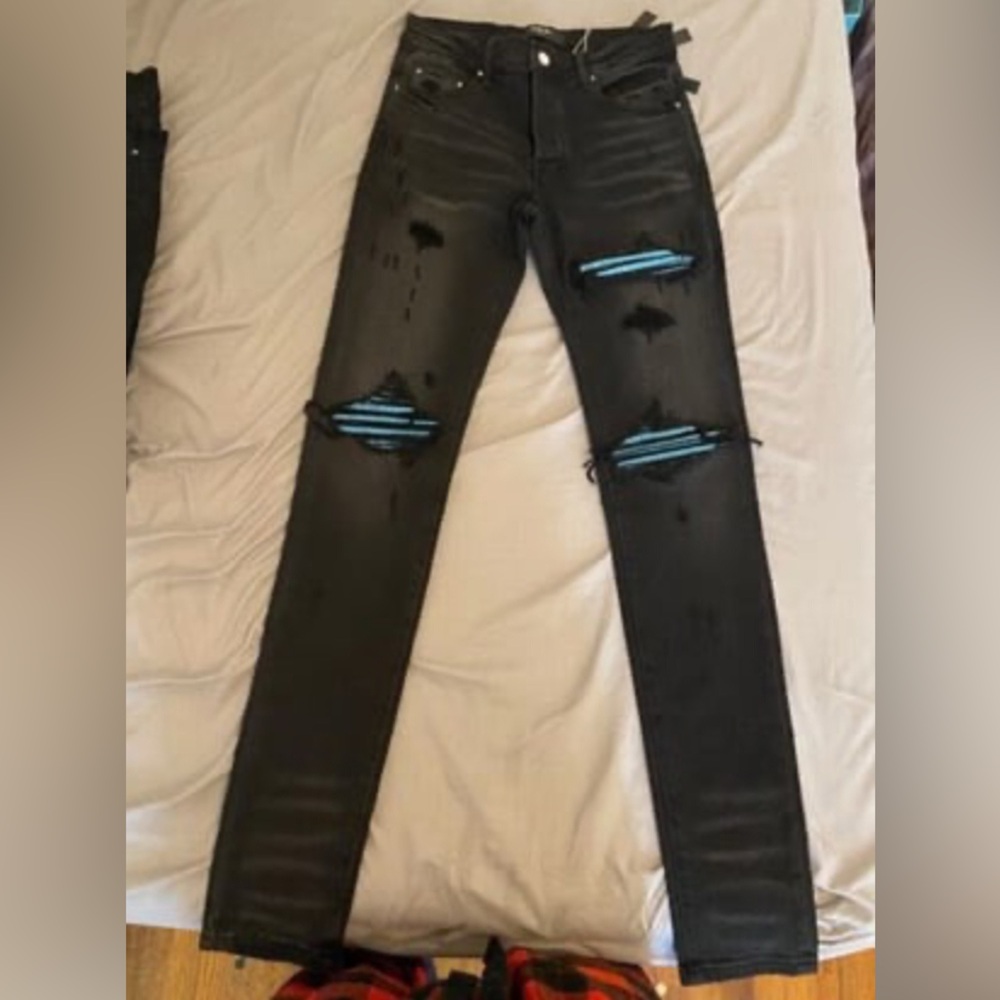 AMIRI Black Mx1 Crack Paint Sz 30